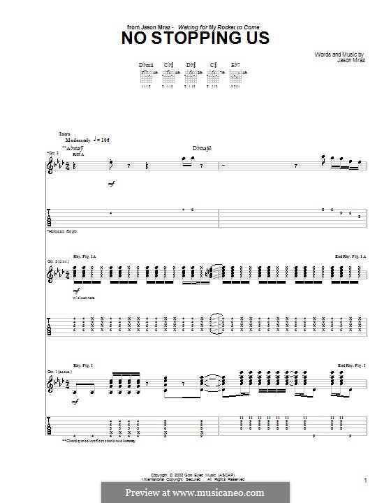 No Stopping Us: For guitar with tab by Jason Mraz