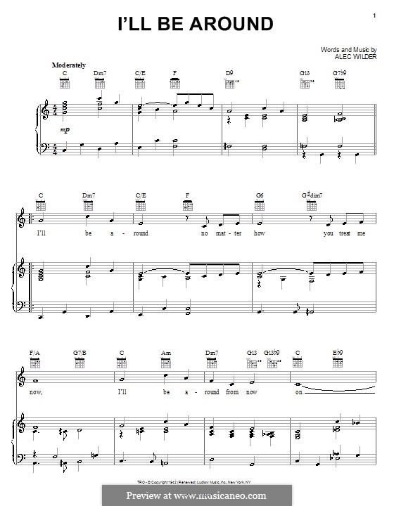 I'll Be Around (The Mills Brothers): For voice and piano (or guitar) by Alec Wilder