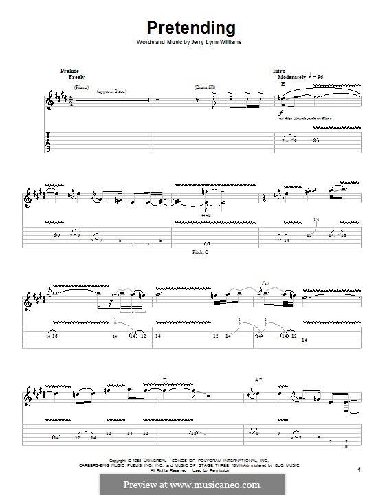 Eric Clapton Pretending Sheet Music in B Minor (transposable) - Download  & Print - SKU: MN0084498
