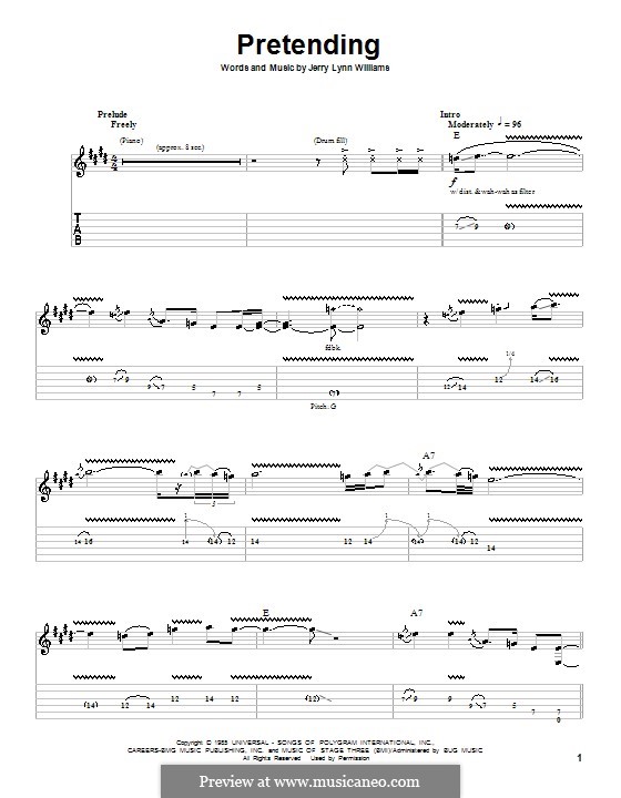 Pretending (Eric Clapton) by J.L. Williams - sheet music on MusicaNeo