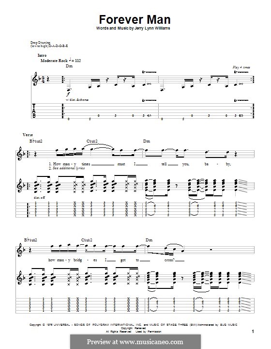 Forever Man (Eric Clapton): For guitar with tab by Jerry Lynn Williams