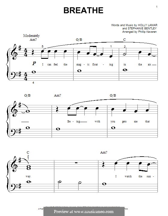 Breathe Faith Hill By H Lamar S Bentley Sheet Music