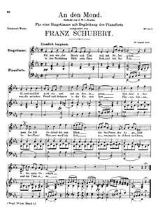 An den Mond (To the Moon), D.259: Piano-vocal score by Franz Schubert