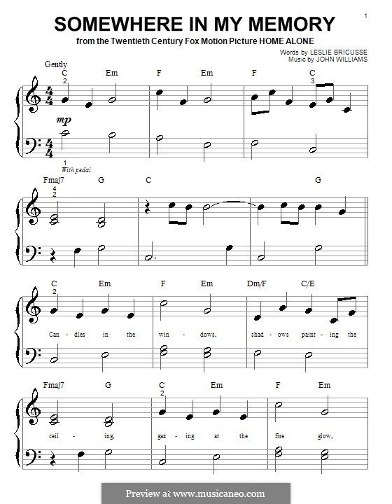 Somewhere In My Memory By J Williams Sheet Music On Musicaneo