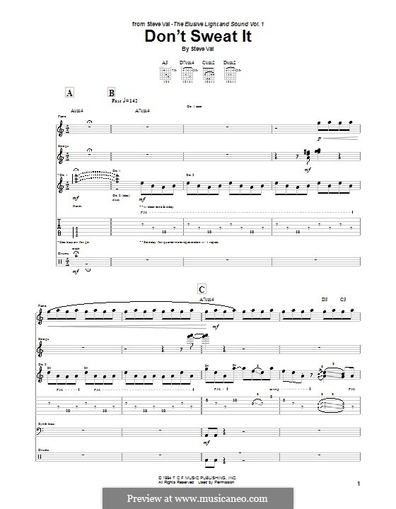 Don't Sweat It: For guitar with tab by Steve Vai