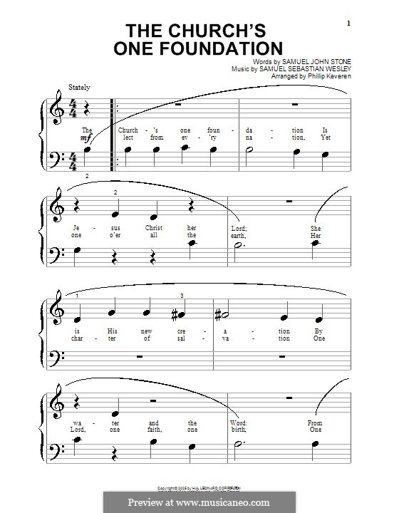 The Church's One Foundation: For piano by Samuel Sebastian Wesley