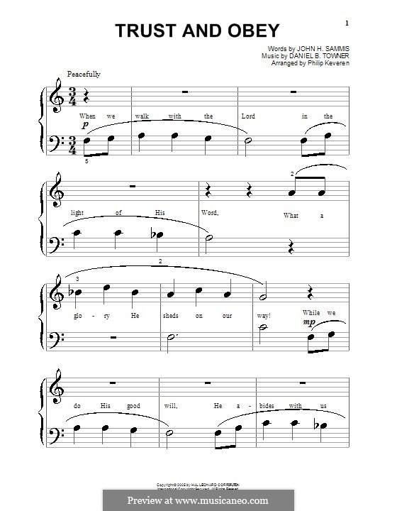 Trust and Obey: For piano by Daniel B. Towner