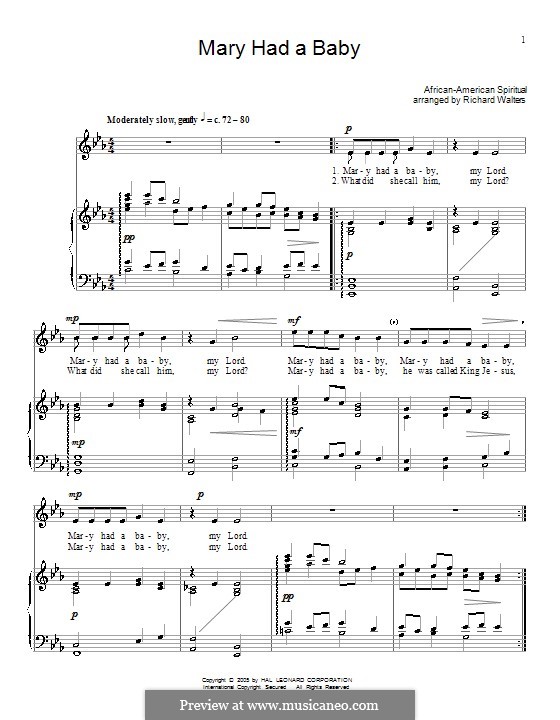 Mary Had a Baby: For voice and piano (or guitar) by folklore