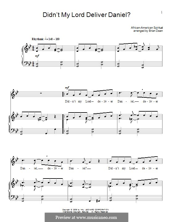 Didn't My Lord Deliver Daniel?: For voice and piano (or guitar) by folklore