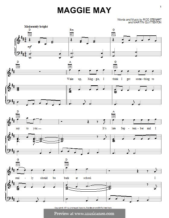 Maggie May: For voice and piano (or guitar) by Martin Quittenton, Rod Stewart