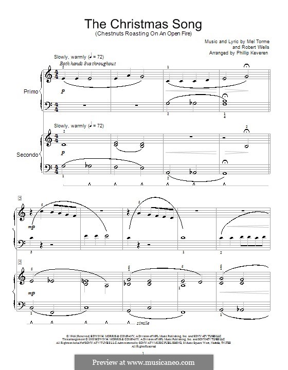 Piano version: Version for four hands by Mel Tormé, Robert Wells