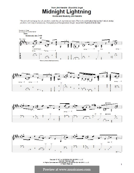 Midnight Lightning: For guitar with tab by Jimi Hendrix