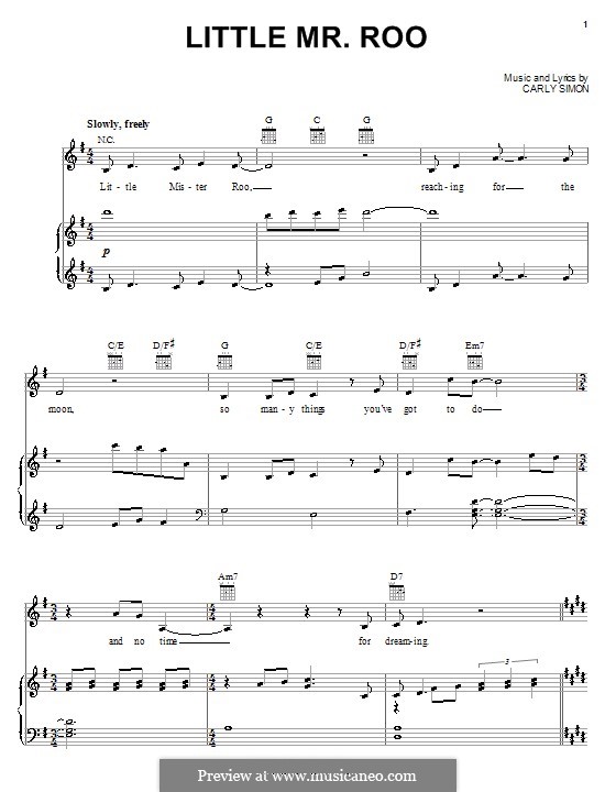 Little Mr. Roo (from Pooh's Heffalump Movie): For voice and piano (or guitar) by Carly Simon
