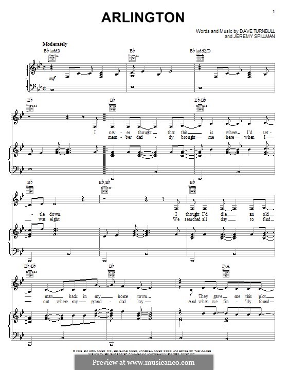 Arlington (Trace Adkins): For voice and piano (or guitar) by Dave Turnbull, Jeremy Spillman