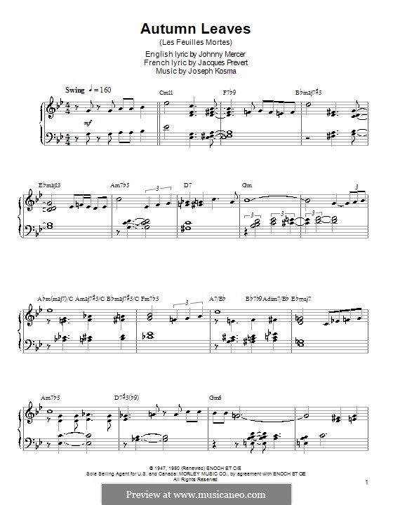autumn leaves chords piano autumn leaves chords piano
