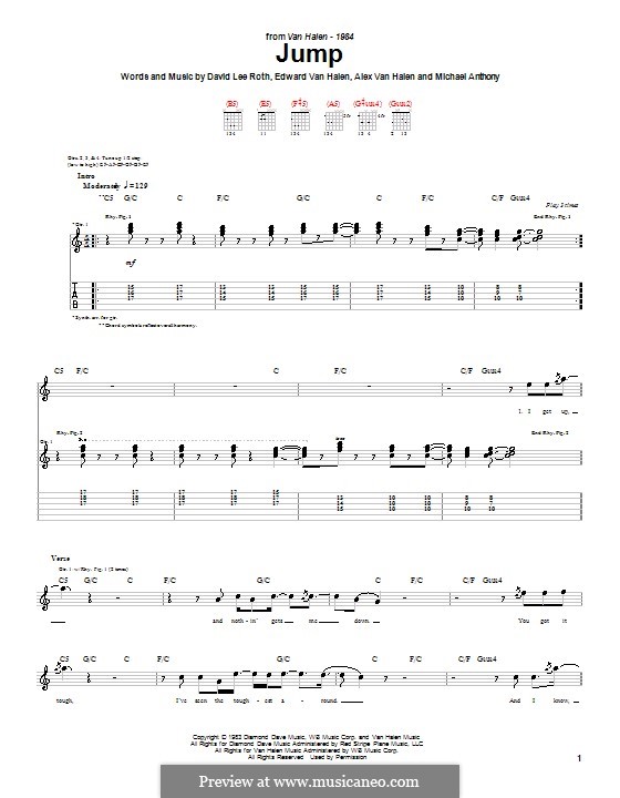 Jump (Van Halen): For guitar with tab by Alex Van Halen, David Lee Roth, Edward Van Halen, Michael Anthony
