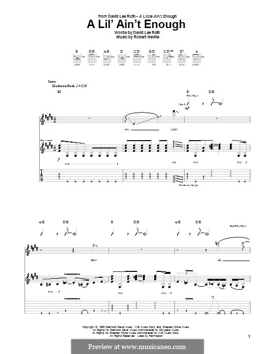 A Lil' Ain't Enough: For guitar with tab by Robert Neville