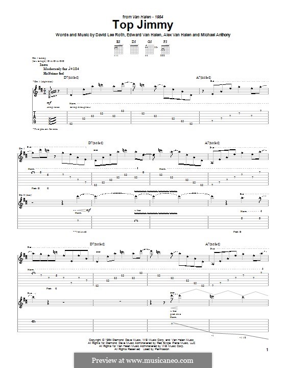 Top Jimmy (Van Halen): For guitar with tab by Alex Van Halen, Edward Van Halen