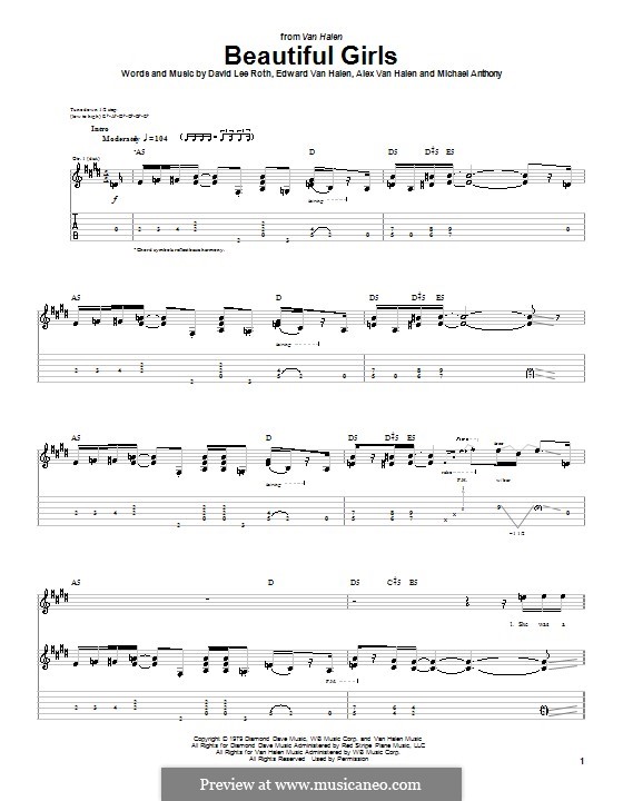 Beautiful Girls (Van Halen): For guitar with tab by Alex Van Halen, David Lee Roth, Edward Van Halen, Michael Anthony
