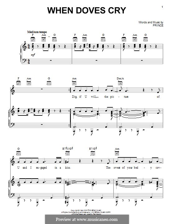 When Doves Cry by Prince - sheet music on MusicaNeo