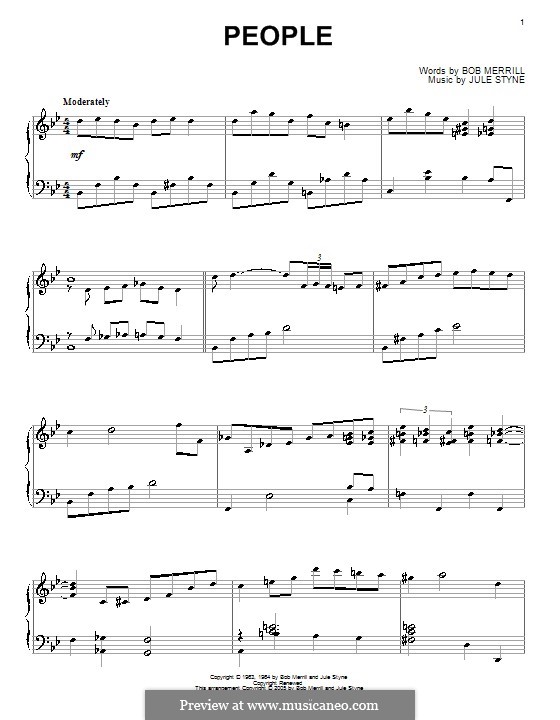 People from Funny Girl (Barbra Streisand): For piano by Jule Styne