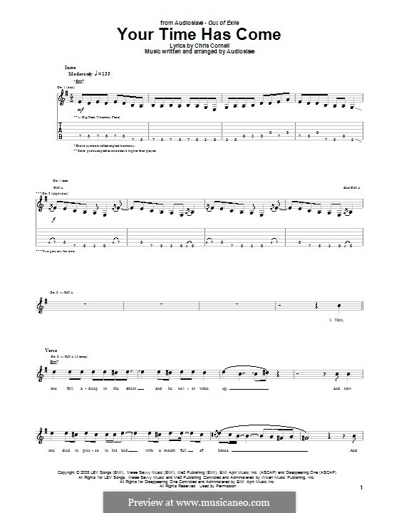 Your Time Has Come (Audioslave): For guitar with tab by Chris Cornell