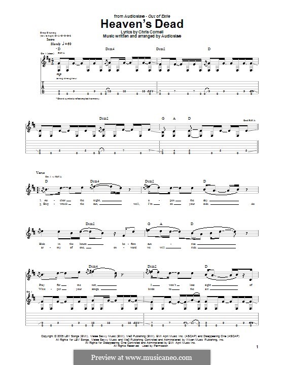Heaven's Dead (Audioslave): For guitar with tab by Chris Cornell