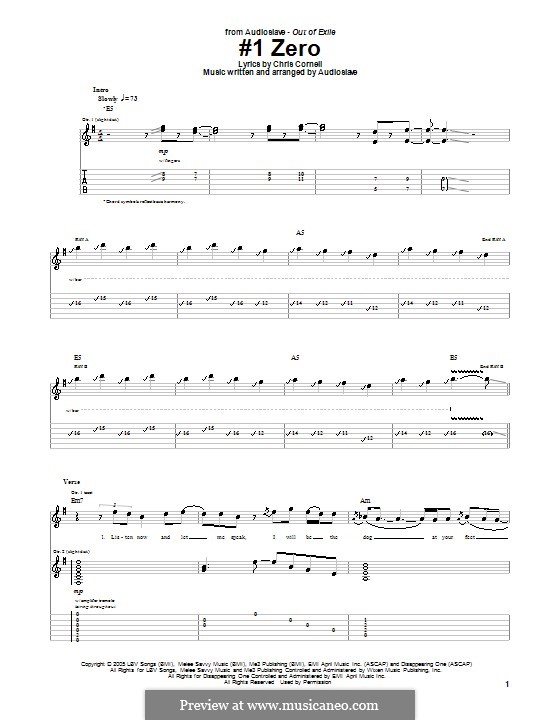 No.1 Zero (Audioslave): For guitar with tab by Chris Cornell