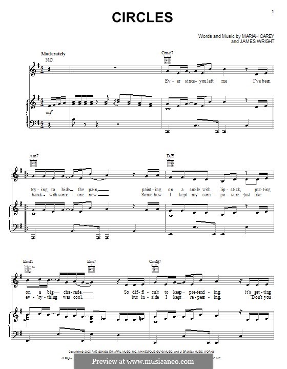 Circles (Mariah Carey): For voice and piano (or guitar) by James Quenton Wright