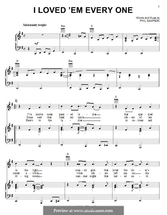 I Loved 'Em Every One: For voice and piano (or guitar) by Phil Sampson