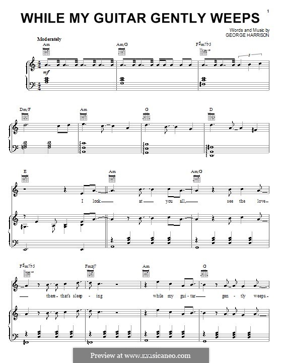 While My Guitar Gently Weeps (The Beatles): For voice and piano (or guitar) by George Harrison