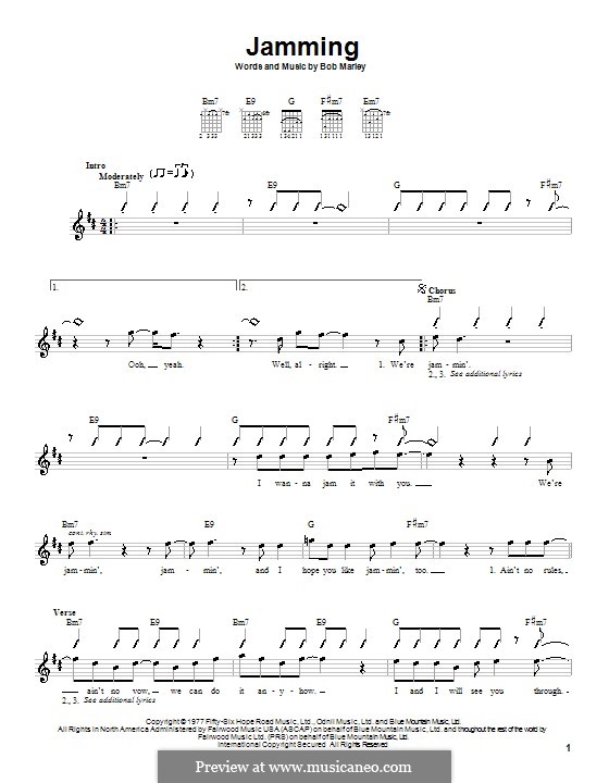 Jamming: For guitar (with strumming patterns) by Bob Marley