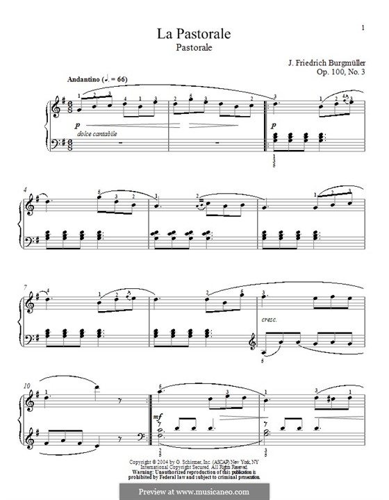 No.3 Pastorale: For piano by Johann Friedrich Burgmüller