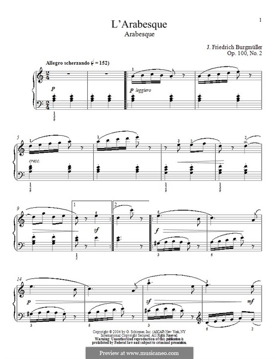 No.2 Arabesque: For piano by Johann Friedrich Burgmüller