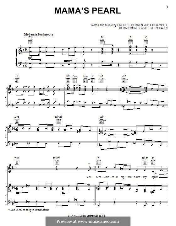 Mama's Pearl (The Jackson 5): For voice and piano (or guitar) by Alphonso Mizell, Berry Gordy, Deke Richards, Freddie Perren