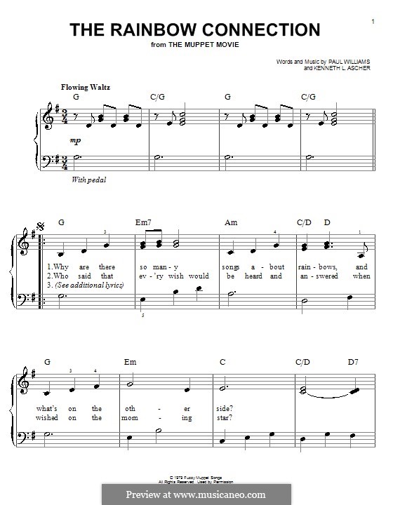 The Rainbow Connection (Kermit the Frog): For easy piano by Paul H. Williams, Kenneth L. Ascher