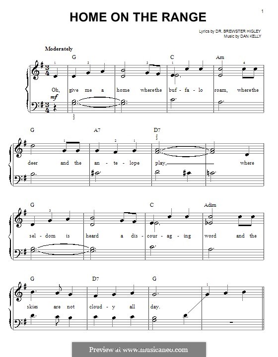 Home on the Range: For easy piano by Daniel E. Kelley