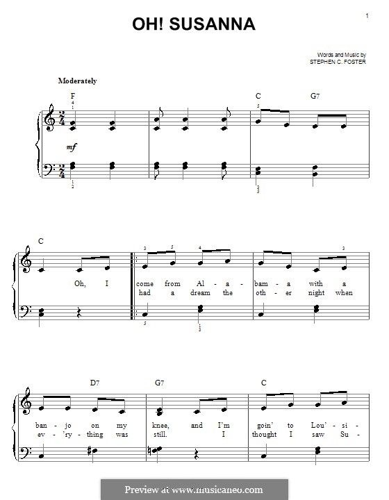 Oh! Susanna: For easy piano by Stephen Collins Foster