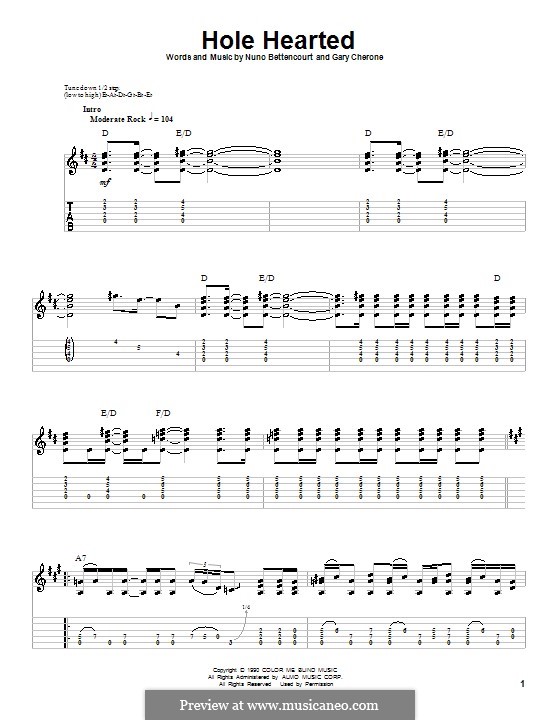 Hole Hearted (Extreme): For guitar with tab by Gary Cherone, Nuno Bettencourt