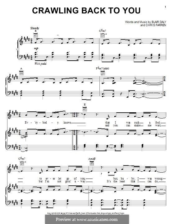 Crawling Back to You (Backstreet Boys): For voice and piano (or guitar) by Blair Daly, Chris Farren