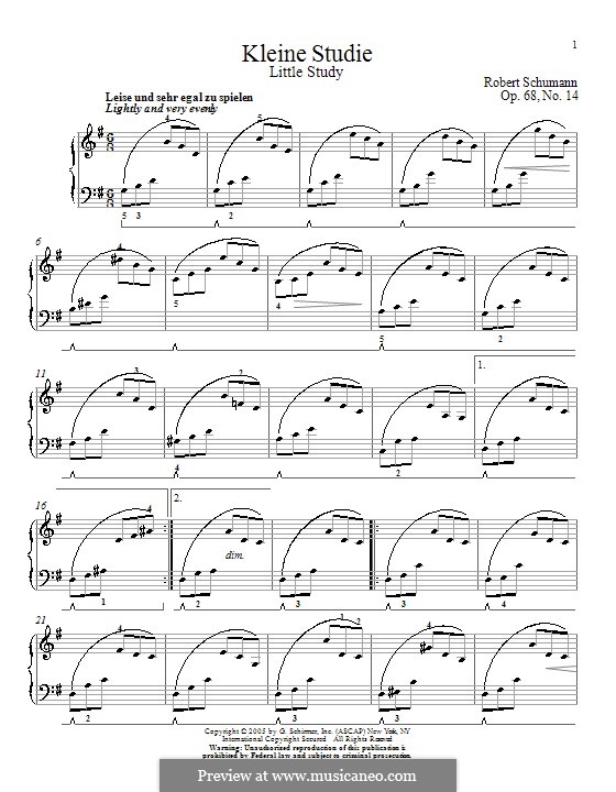 No.14 Kleine Studie (Little Etude): For piano by Robert Schumann