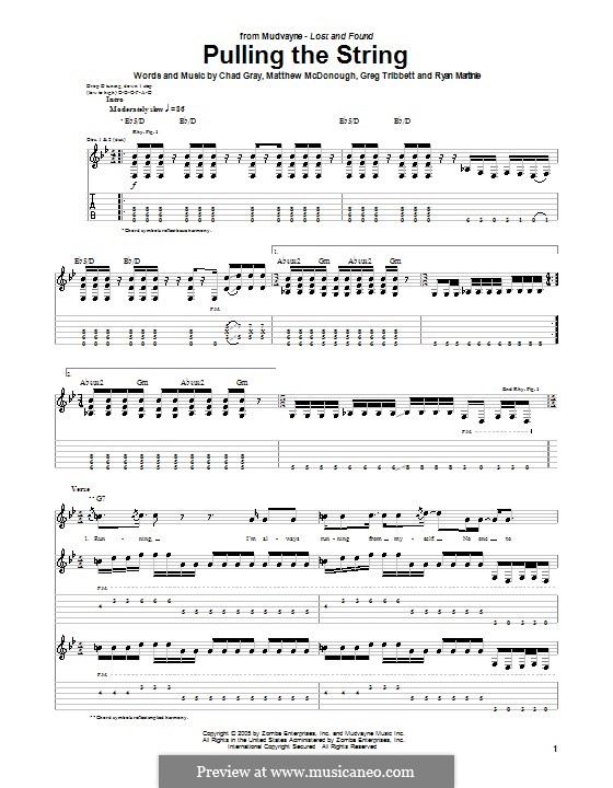 Pulling the String (Mudvayne): For guitar with tab by Chad Gray, Greg Tribbett, Matthew McDonough, Ryan Martinie