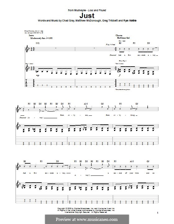 Just (Mudvayne): For guitar with tab by Chad Gray, Greg Tribbett, Matthew McDonough, Ryan Martinie