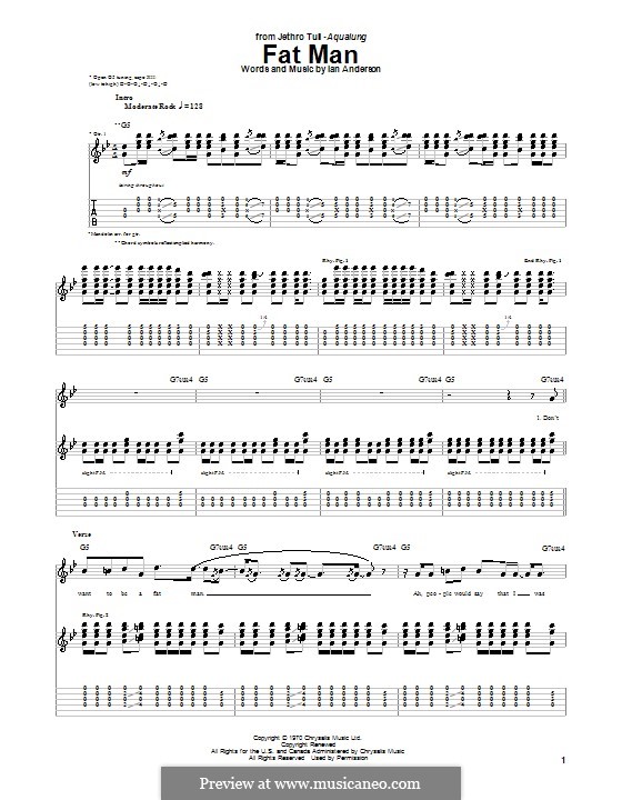 Fat Man (Jethro Tull): For guitar with tab by Ian Anderson