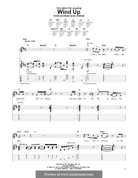 Wind Up (Jethro Tull): For guitar with tab by Ian Anderson
