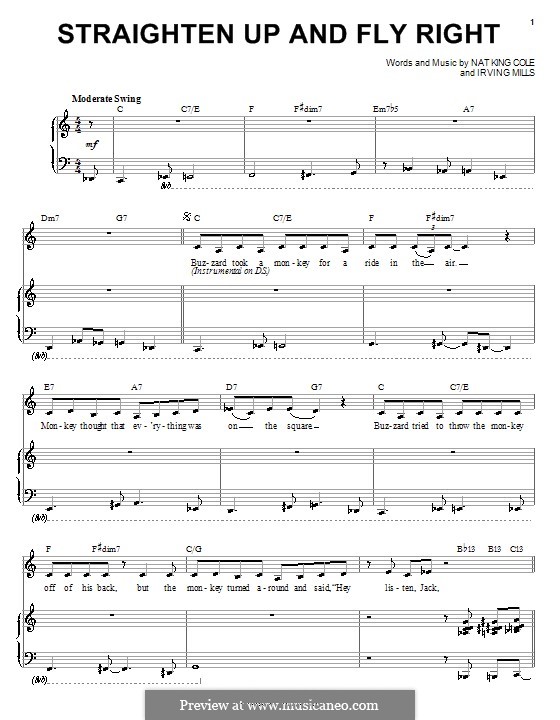 Straighten Up and Fly Right (Diana Krall): For voice and piano (or guitar) by Irving Mills