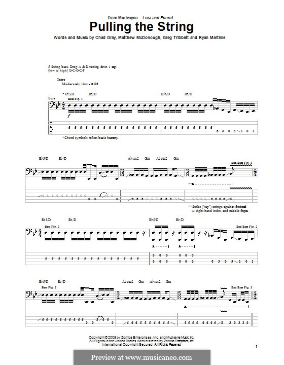 Pulling the String (Mudvayne): For bass guitar with tab by Chad Gray, Greg Tribbett, Matthew McDonough, Ryan Martinie