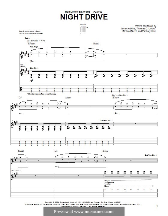 Night Drive (Jimmy Eat World): For guitar with tab by James Adkins, Richard Burch, Thomas D. Linton, Zachary Lind