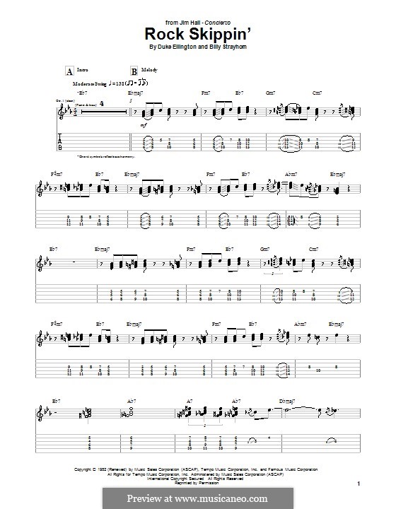 Rock Skippin': For guitar with tab by Billy Strayhorn