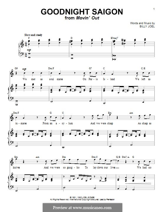 goodnight saigon by b joel sheet music on musicaneo goodnight saigon sheet music